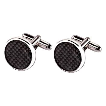 Profuomo Manschettenknopf Carbon-Look - Schwarz