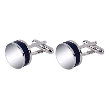 Profuomo Manschettenknopf - Silber/Marineblau
