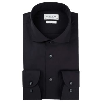 Profuomo Feines Twill-Hemd - Schwarz