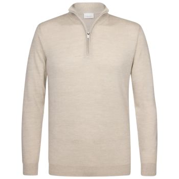 Profuomo Wełniany sweter rozpinany Merino - beżowy