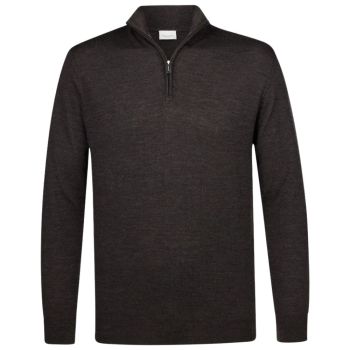 Profuomo Wełniany sweter rozpinany Merino - brązowy