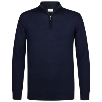 Profuomo Wełniany sweter rozpinany Merino - granatowy