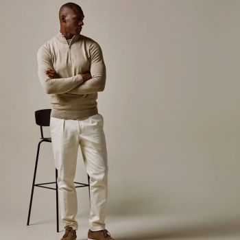 Profuomo Pullover mit halbem Reißverschluss - Beige