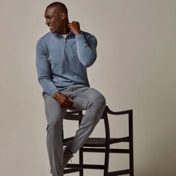 Profuomo Pullover mit halbem Reißverschluss - Blau