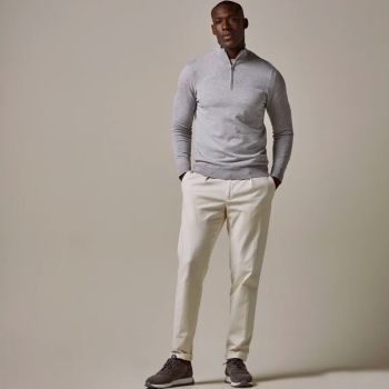Profuomo Pullover mit halbem Reißverschluss - Grau