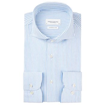 Profuomo Japanisches Gestricktes Hemd - Blau Gestreift