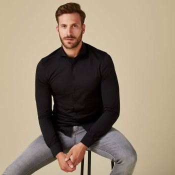 Profuomo Japanisches Gestricktes Hemd - Schwarz