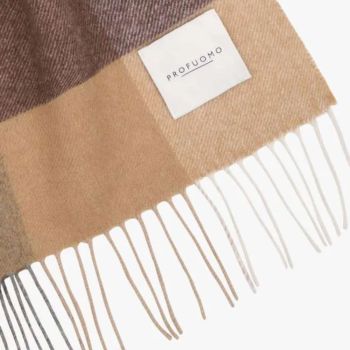 Profuomo Lamswollen Sjaal Met Blokpatroon – Bruin