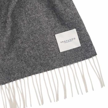 Profuomo Lambswool Mehrfarbig Block Schal - Grau