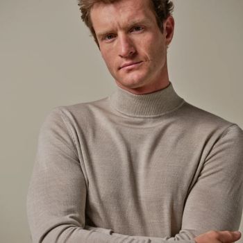 Profuomo Merino Woolen Mockneck Pullover - Beige