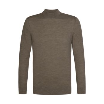 Profuomo Merino Woolen Mockneck Pullover - Brown