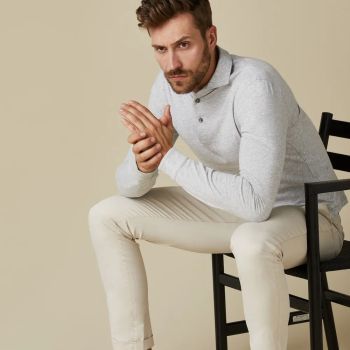 Profuomo Langarm-Poloshirt - Grau