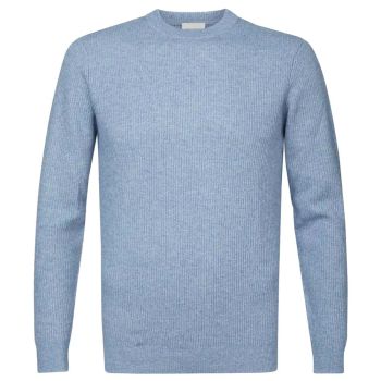 Profuomo Gerippter Pullover aus Wolle - Hellblau