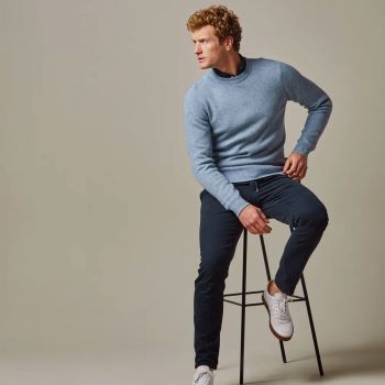 Profuomo Gerippter Pullover aus Wolle - Hellblau
