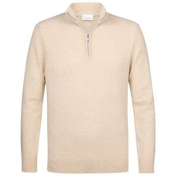Profuomo Woolen Pullover Half Zip - Off White