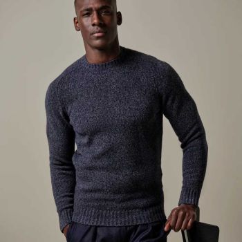 Profuomo Boiled Wool Pullover mit Rundhalsausschnitt - Marineblau