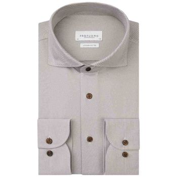 Profuomo Twill Japans Gebreid Overhemd - Taupe