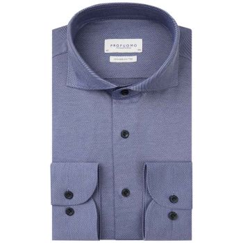 Profuomo Japanisches Twill-Strickhemd - Mittelblau