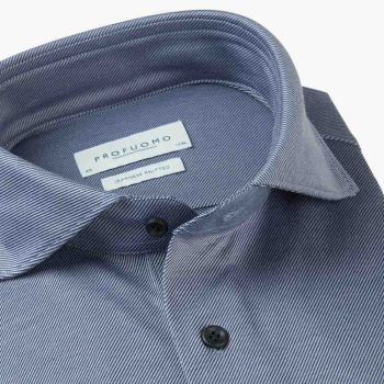 Profuomo Japanisches Twill-Strickhemd - Mittelblau