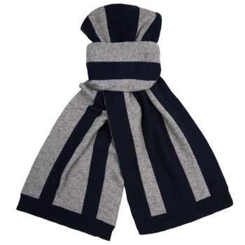 Profuomo gestrickte Schal aus Wolle und Kaschmir - Marineblau & Grau