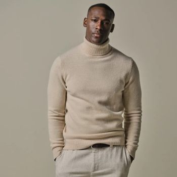 Profuomo Wool Blend Turtleneck Pullover - Off White