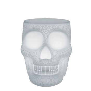 Qeeboo Skull Stool Table LED Outdoor White