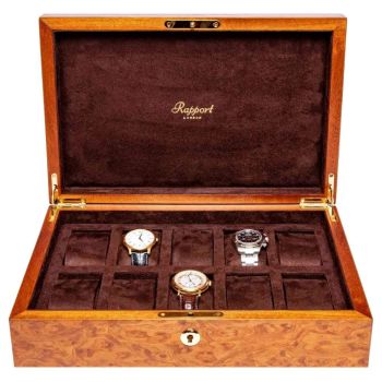 Rapport London Heritage Ten Watch Box - Burr Walnut