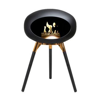 Le Feu Bio Fireplace Ground Wood Low Rosé Gold - Black Oak