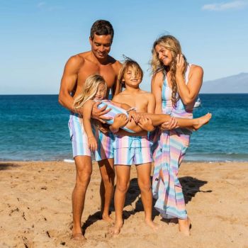 Son of a Beach Vater & Sohn Badeshorts Streifen - Regenbogen