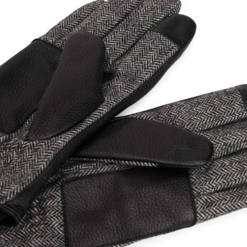 Tommy Hilfiger Leder-Fischgrät-Handschuhe - Grau