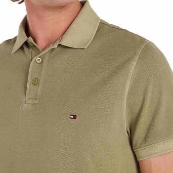 Tommy Hilfiger Polo mit Stückfärbung - Verblasstes Olivgrün