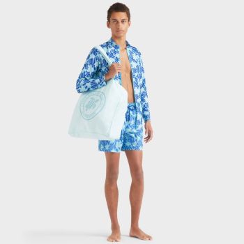 Vilebrequin Moorea Badshorts Sköldpaddor Logo - Ljusblå