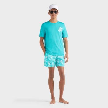 Vilebrequin Vater & Sohn Badeshorts Schildkröten - Hellblau