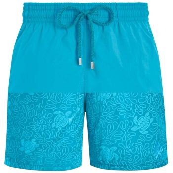 Vilebrequin Badeshorts Wasser reagierende Algen & Schildkröten - Hellblau
