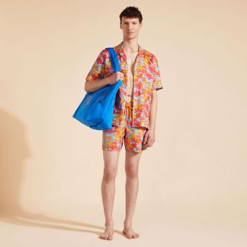 Vilebrequin Badeshorts Tahiti Flowers - Hellblau