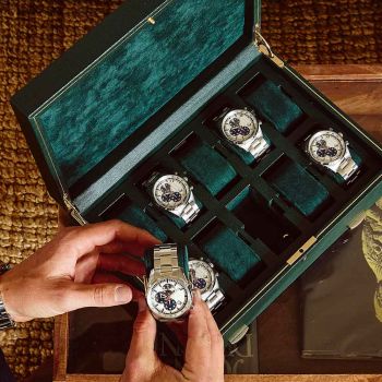 WOLF British Racing 10 Stück Uhrenbox mit Lagerung - Grün