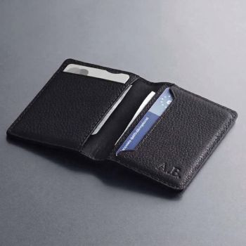 Woolnut Leder-Bifold-Geldbörse - Schwarz