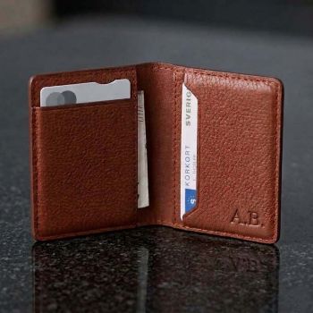 Woolnut Leder-Bifold-Geldbörse - Cognac