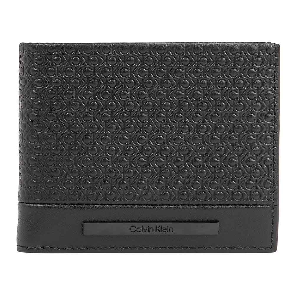 Calvin Klein Logo Leather Billfold Wallet - Black