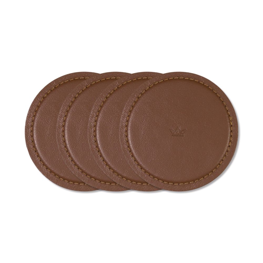 Dutchdeluxes Set Of 4 Leather Coasters - Brown