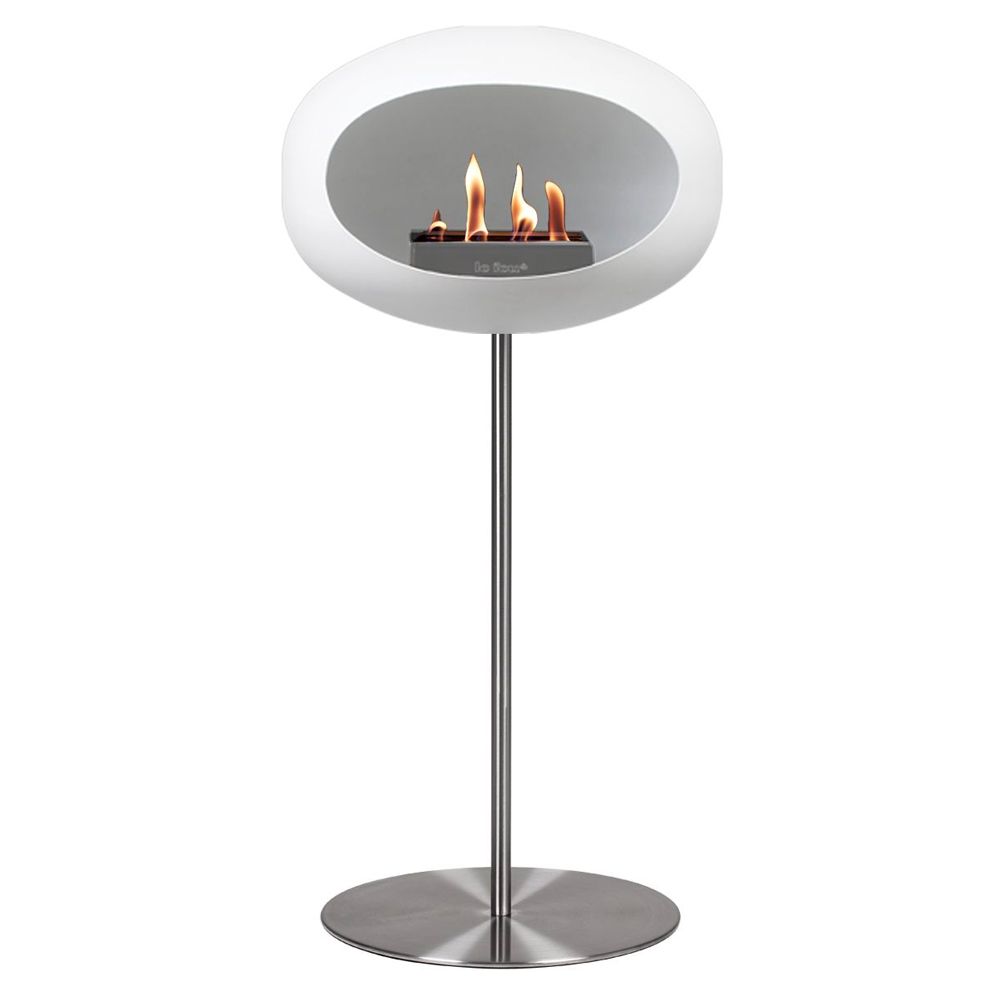Le Feu Bio Fireplace White Ground Steel High - Stainless Steel