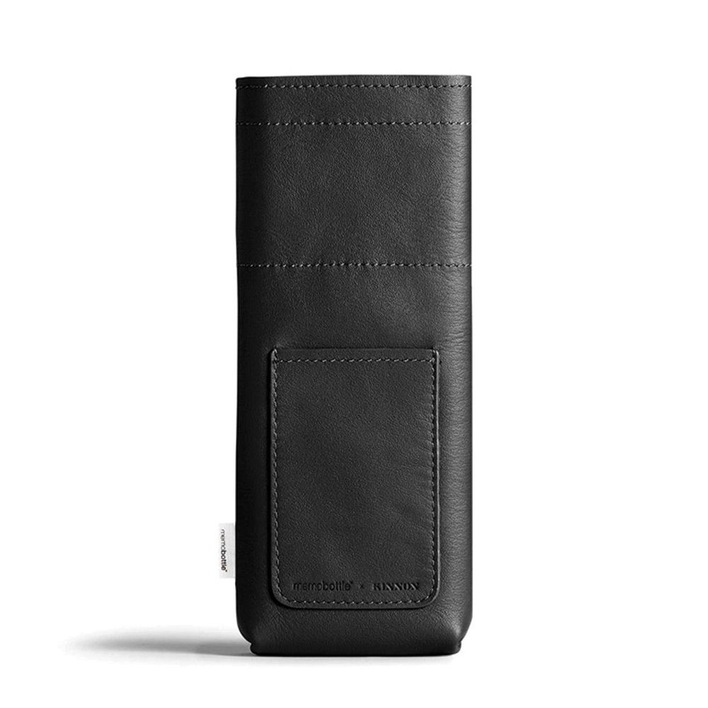 Memobottle Slim leather sleeve - black