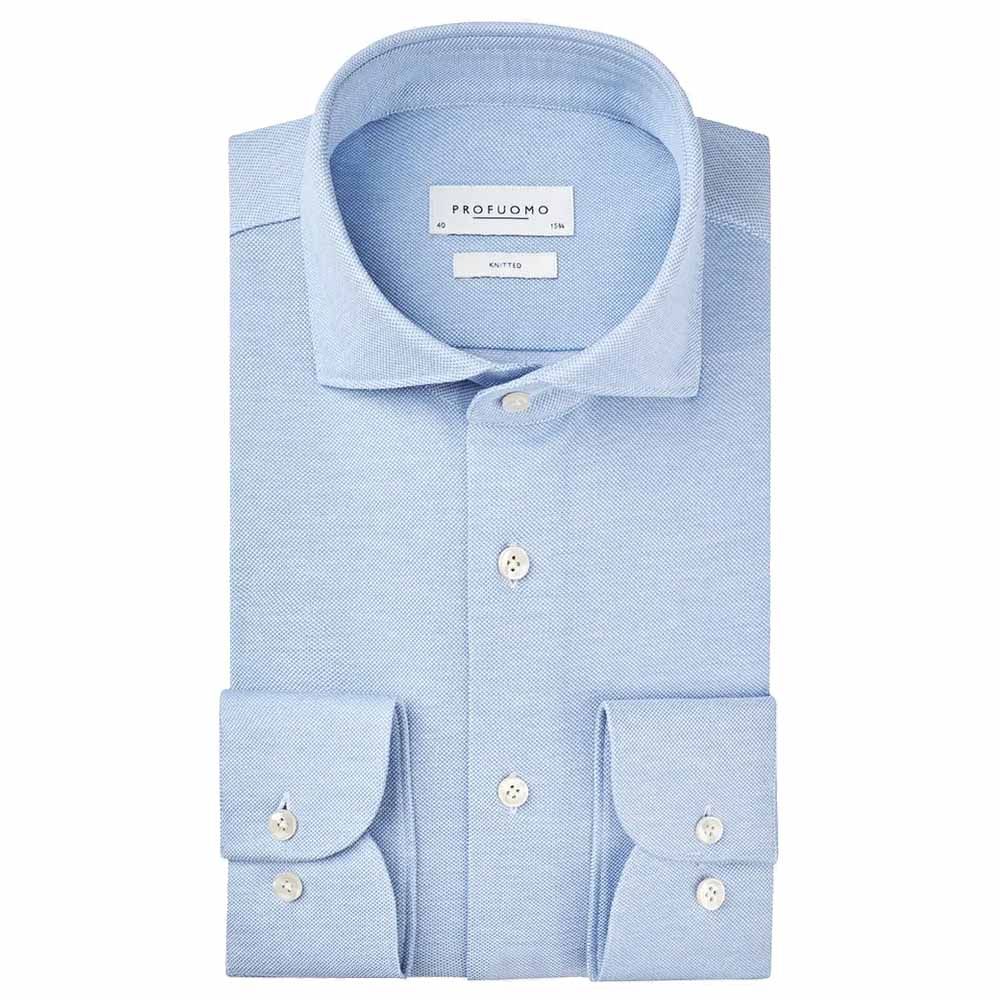 Profuomo Gebreid Overhemd - Lichtblauw