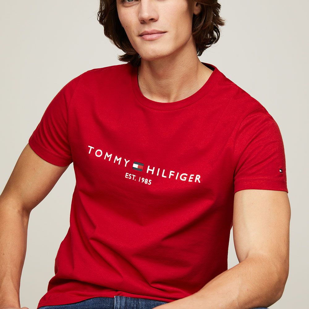 Tommy Hilfiger Womens Plus Embellished Logo T Shirt Red Size 3x