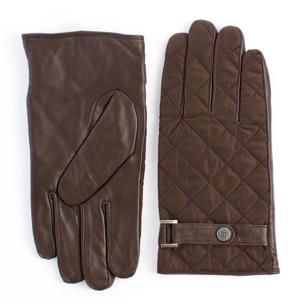 Tresanti brown sheep leather gloves stitched