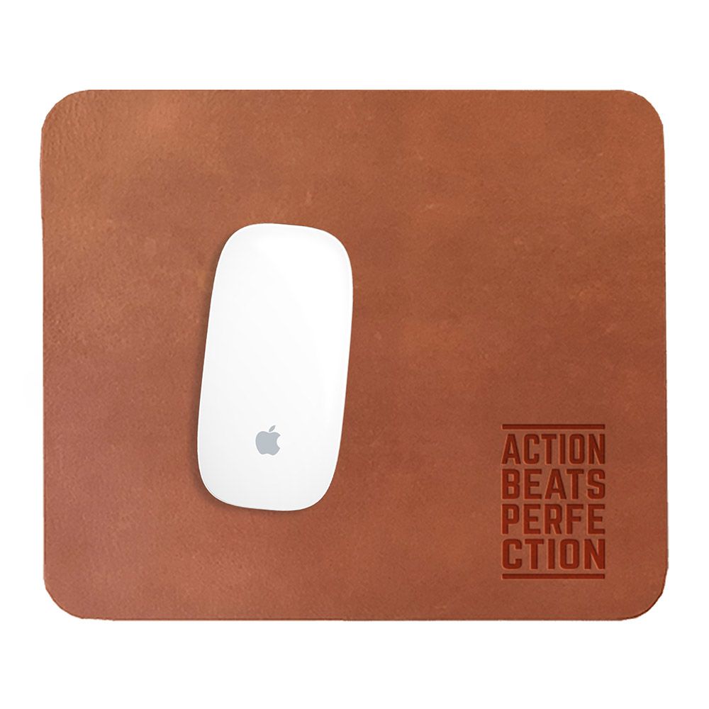 Leather Mousepad Cognac - Action beats perfection