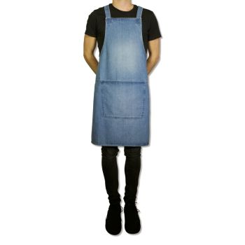 Dutchdeluxes suspender apron - Denim blue