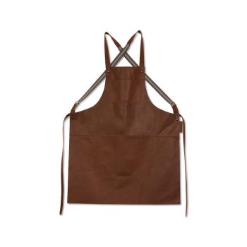 Dutchdeluxes leather apron with suspenders - brown