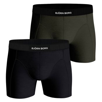 Björn Borg Premium Boxershort En Coton Extensible 2-Pack - Noir & Vert Militaire