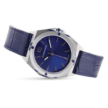 Brunmontagne Representor watch leather strap - silver/blue